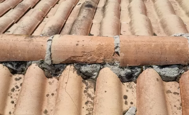 Tuile faîtière poreuse qui a gelée