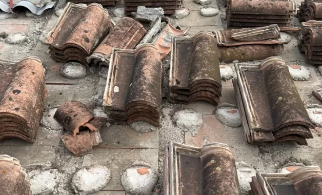 dépose tuile sur charpente béton 1